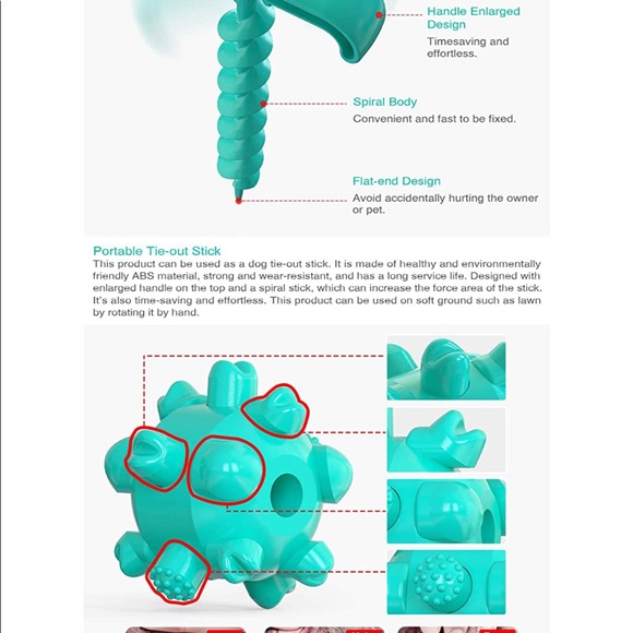 Dog stake and leash with toy (brand new)! - Picture 4 of 7